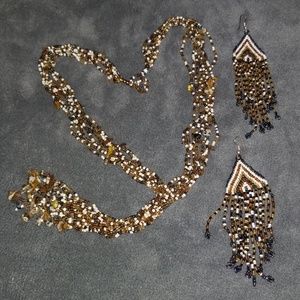 Beaded necklace and earrings